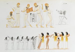 Danse au clavecin et musiciens jouant divers instruments
